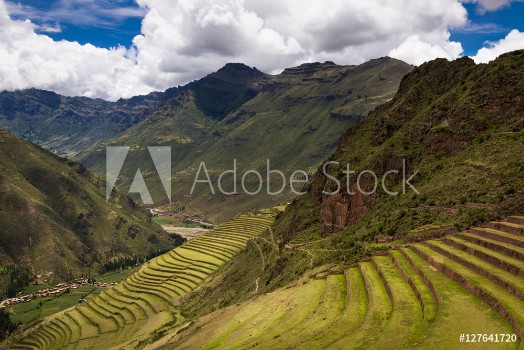 Picture of Inca ruins in Pisac near Cuzco in Peru Pisac is located in the Sacred Valley Concept for travel in South America